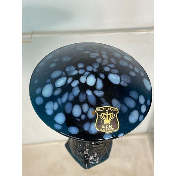 Bo Borgstrom Åseda Ebeling Reuss Blown Glass Mushroom-4.5 in Cobalt-Sweden-NOS - Picture 3 of 8